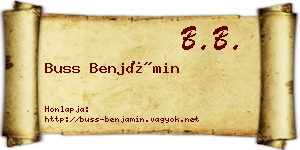 Buss Benjámin névjegykártya